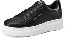QUEEN HELENA Scarpe da Ginnastica con Strappo Sneakers con Strass Donna X33-1 Nero Pu 39