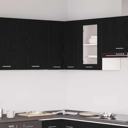 Hanging Corner Cabinet with Shelf Black oak 57 x 57 x 60 cm-Furniture,Cabinets & Storage,Kitchen Cabinets