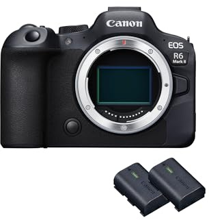 Canon EOS R6 Mark II Systemkamera - Spiegellose Vollformat Kamera + 2x Batterien (Zusätzliches Akku-Kit)- Hybridkamera mit intelligentem Autofokus und Motiverkennung, 4k, WIFI, Bluetooth, KI-Steuerung