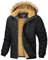 MAGCOMSEN Herren Warme Parka Jacke Gefüttert Winter Daunenjacke Kapuze Camping Jacken Männer Winddicht Warme Outdoorjacke Fleece Funktionsjacke Wandern Jagdjacke Schwarz XXL