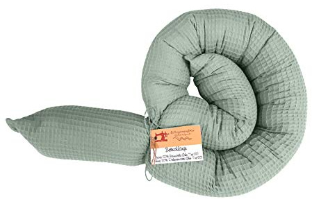 Schlangenmanufaktur® Baby Kuschelschlange Stillkissen Waffelpique Smaragd 80cm x 13cm, Handgemacht in Bayern aus Öko-Tex® Materialien, Kopfschutz für Wickeltisch, Nackenrolle