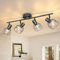 Dehobo Faretti da Soffitto con 4 Faretti Orientabili, Lampada da Soffitto Led Moderno Industriale in Metallo Nero, Luci da Soffitto per Soggiorno Corridoio, Lampadine E14 non Incluse Max. 40W
