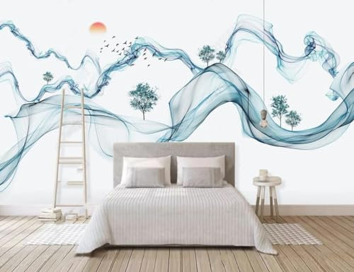 Fototapete Blumen 3D Tapeten 3D Effekt Wohnzimmer Schlafzimmer Vliestapete Abstrakte Einfache Linien Landschaft Baum Landschaft Natur Grau Graffiti Steinoptik Kinder Tapeten