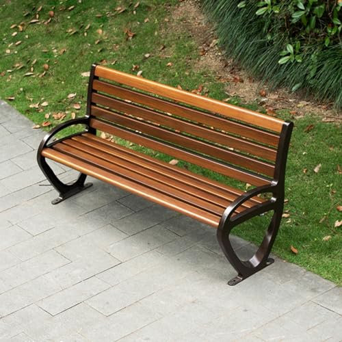 KXJPIZIYB Gartenbank Wetterfest, Outdoor-Bank mit RüCkenlehne, Veranda-BäNke füR den AußEnbereich aus Metall, BalkonmöBel Outdoor-Freizeitsitze füR Veranda, Hinterhof, Rasen(1.5m)