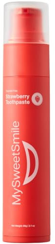MySweetSmile Dentifrice Goût Fraise - Formule Sans Fluor - Dentifrice Pour Enfants - Nettoyage en Profondeur - Protection Contre les Caries - Saveur Délicieuse de Fraise - 60g