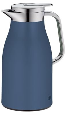 alfi Skyline 1.0 L Deep Water Stainless Steel Vacuum Flask with Hygienic Tempered Glass Insert, Screw Cap with Comfortable Push Button, Ergonomic Handle, Ideal as a Coffee Pot, Teapot, BPA-Free