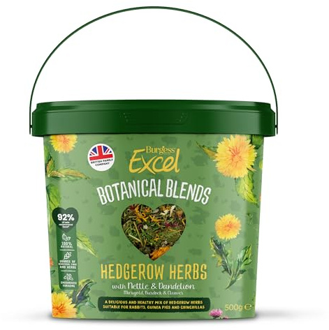Burgess Excel Botanical Blends: Hedgerow Herbs 500g - Forage Mix for Rabbits, Guinea Pigs & Chinchillas - Delicious Small Animal Forage Treats