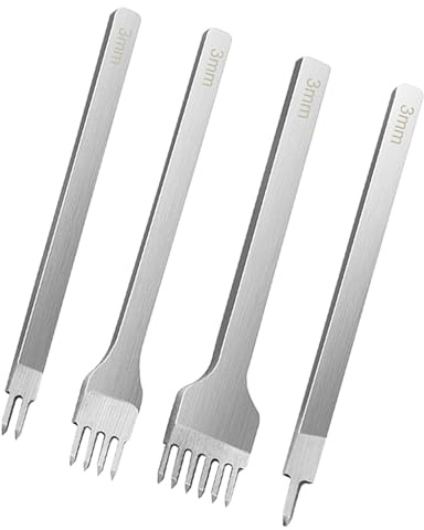 Läderhålstans-set | 4 x hålstansningsset för sömnad och pyssel, håltång i stål för läderarbete, proffs, hobbyister, nybörjare