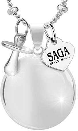 Saga Joyas – Collar con llamador de ángeles, bola mexicana con charm de chupete
