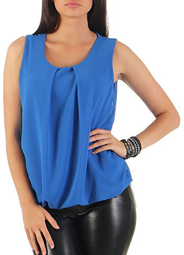 Malito Elegante Leggero Camicetta Canottiera 6879 Donna Taglia Unica (Blu)