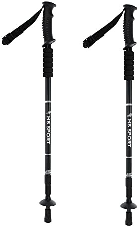 Vetrineinrete® Coppia di bastoncini da trekking bastone telescopico in alluminio per camminata escursione nordik walking campeggio 63-135 cm vari colori (Nero)