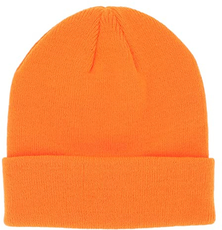 Enkel herr- eller dammössa - enkel vintermössa i mesh utan tofs - 100 % akryl - med eller utan omslag - enkel och klassisk modell utan märke - en storlek, neon orange, One size