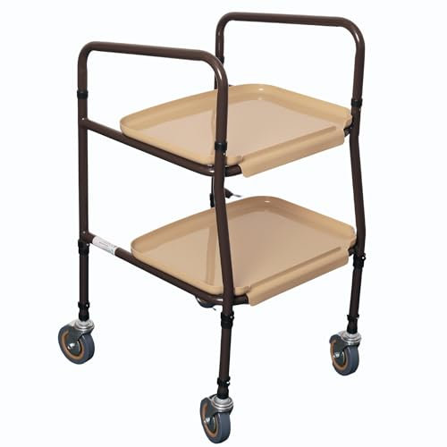 Millercare Mobility Trolley, Sturdy Walking Frame with Tray, Enhanced Personal Item Carrying Solution, Walking Device, Mobility Trolley with Trays and Wheels | Brown