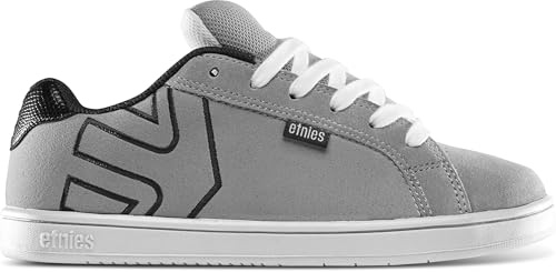 etnies Boy's Fader (Toddler/Little Big Kid) Skate Shoe, Light Grey/Black, 12