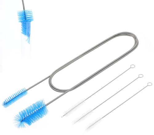 Drain Unblocker Tools,65.35inch Flexible Cleaning Brush,Double Ended Elastic Pipe Cleaner Brush and 3pcs 7.87inch Long Straw Cleaner Brush,Sink Unblocker Tools(Blue)
