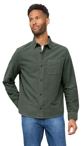 DUER Men's No Sweat Moleskin Shirt, Stretch Long Sleeve Button Up, Soft Cotton Clothing, Relaxed Outerwear Top, Peat, M