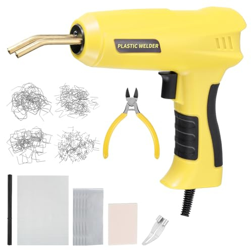 sourcing map Kunststoff-Schweißer-Set, 200 W, Lötpistole mit 200 Stück, 4 Typen, Heißheftgeräten, Zangen und Stäben, Kunststoff-Schweißgerät für Auto-Stoßstangen-Reparatur, die meisten