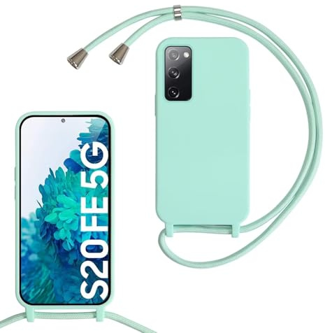 xinyunew Handykette für Samsung Galaxy S20 FE 5G Hülle mit Band, Handyhülle mit Schnur zum Umhängen, weiche TPU Silikonhülle mit Band [abnehmbar] Halskettenhülle für Samsung Galaxy S20 FE 5G-Mintgrün | Kameraschutz und Bildschirmschutz, Necklace Handyhülle mit Schnur Stossfest Schutzhülle für zum Umhängen Case mit Kordel