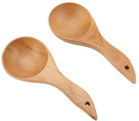 Cucchiaio da a Due Pezzi Squisito Mestolo di Legno Anti-stick con Legno Premium Realizzato per Insalata di Mescolando, Ideale per Ogni Ricetta e Requisito della