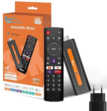 Android TV Stick 4K 2GB RAM 16GB ROM, Teclas de Acceso Directo, H618 Quad-Core 64bit WiFi5 Dual 2.4G/5G WiFi HDR10+ HD Smart TV Stick Box (Tvs2)