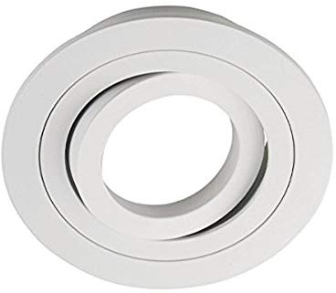 Pack x 5 Unidades Foco empotrable para el techo Classic Redondo con Portalámparas GU10, Ángulo basculación 30°, 230V, Diametro 9.3 x 2.5 cm, Blanco