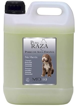 Champú para Perro de Agua Español Pelo Marrón de Diferentes Tonalidades - Champú Texturizador de Rizos Hidratante, Vegano y Biodegradable - Fabricado en España - 2 l - MD-10 COLLECTION