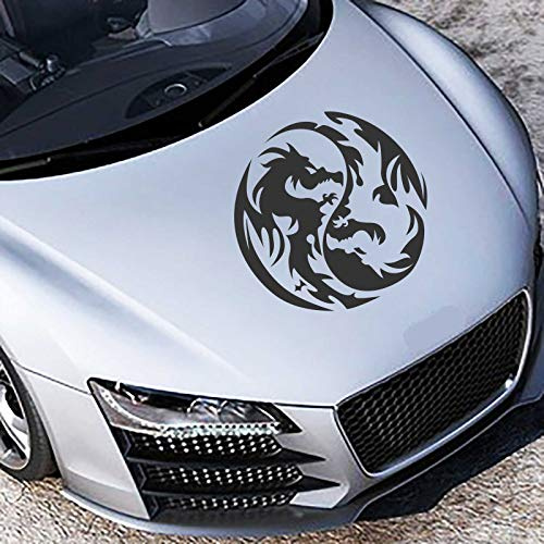 INDIGOS UG - Auto Aufkleber Yin Yang Drache 40cm x 40cm schwarz - Heckscheibenaufkleber - Autoaufkleber lustig - Tuning - Spoiler - Sticker Wohnmobil