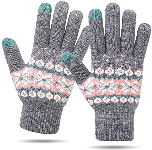 VENI MASEE Winter Touchscreen Gloves Warm Thermal Soft Lining Elastic Cuff for Women (Grey, standard)