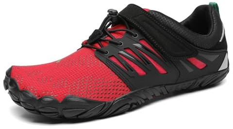 SAGUARO Barfotaskor herrar damer, sommar, ventilerande, träningsskor, halkfria trekking, terränglöparskor, Slip On, Röd ny A1, 41 EU