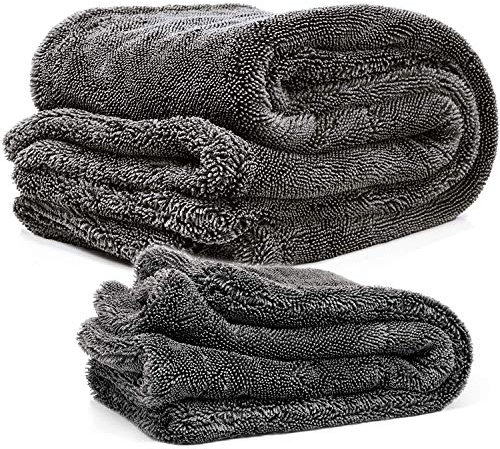 Nuke Guys - Gamma Dryer Auto Trockentuch Set mit 1400 GSM - 1x 40x40cm & 1x XXL 50x80cm - Ultra saugstarke Trockentücher | Premium Mikrofasertuch für Auto Motorrad Fahrrad