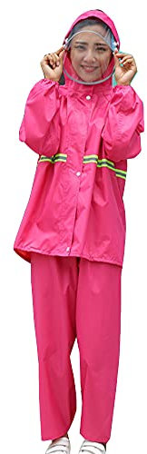 YOUCAI Uomo Donna Alta visibilità Tuta Antipioggia da Lavoro Completo Set Impermeabile Riflettente Abbigliamento Antipioggia Giacca con Cappuccio e Pantaloni per Escursionismo Pesca all'aperto