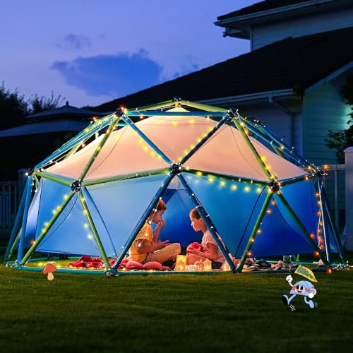 Zupapa New Upgraded Outdoor Geometric Dome Climber with 1200LBS Weight Capability,3D Assembly Video,Suitable for 1-6 Kids Climbing Frame (Turquoise, 10FT)