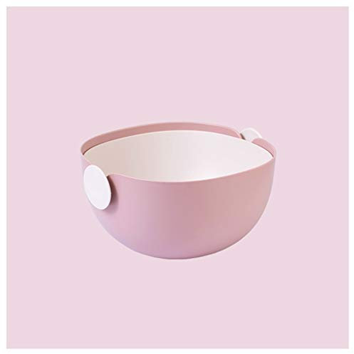 luckxuan Scolapasta Plastica Drain Basket Double-Strato Rotativa Collabro/Filtro Bowl Vassoio di Frutta con Manico Cucina Lavello Canestro Cestino di stoccaggio Lavare Verdure e Frutta (Color : Pink)