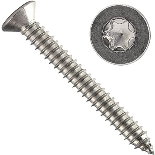 OPIOL QUALITY® Blechschrauben mit Senkkopf und Innensechsrund TX DIN 7982 / ISO 14586 2,2x16 mm aus Edelstahl A2 V2A (50 Stück) Selbstschneidend Torx Form C mit Spitze