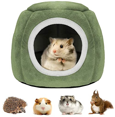 21cm Casetta per Animali Domestici, Letto Porcellino d'India, Nido di Gabbia per Cincillà, Letto Animali di Piccola Taglia per Cavia, Ratto, Scoiattolo, Lucertola, Geco, Camaleonte (Rosso, S)