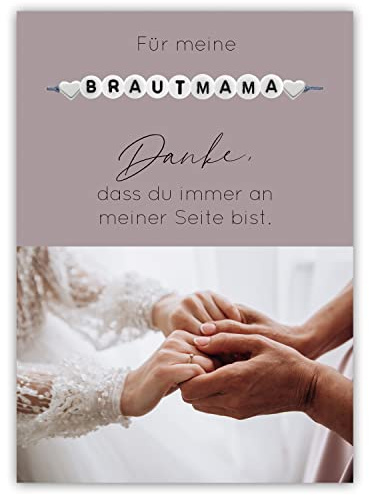 Selfmade Jewelry Armband Damen Brautmama Armkettchen mit Herzen Handgemacht, Größenverstellbar Für meine Brautmama auf Geschenk-Karte