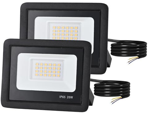 YCZM 2 Pezzi,Faretto LED da Esterno,20W,2000lm, Faro Impermeabile IP65,6000K,Faretto a LED da Esterno Per Giardino Cortile Garage Piazza【Guscio Nero】