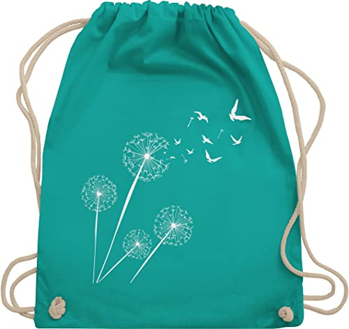Turnbeutel Rucksack - Sprüche Statement - Pusteblume Löwenzahn - Unisize - Türkis - beutel mama mit aufschrift vögel stoffbeutel sportbeutel aus stoff bedruckt statements blume beuteltasche