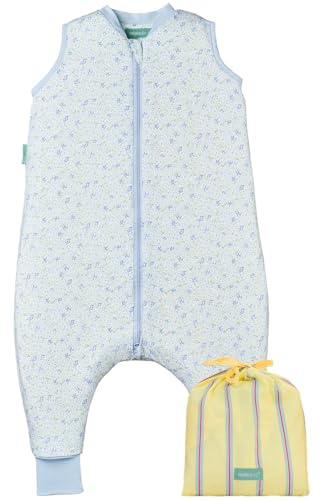 molis&co - Baby Schlafsack mit Füßen - Ideal für Frühling und Herbst - Babyschlafsack mit Füßen 1 tog - Leicht gepolstert - 100% Baumwolle (Oeko-TEX 100), Premium Qualität - Blue Lily (90 cm)