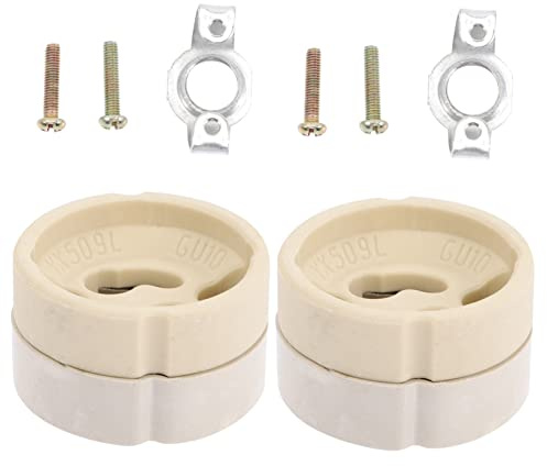 LABRIMP Support Ampoule Plafond en Céramique Blanc, Lot de 2 Douilles pour Candélabre Gu10/gz10, Résistantes la Chaleur et Faciles à Installer Cuisine et Projet DIY