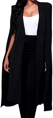 Bolero Femme Festive Noir : Veste à épaules pour femme Élégante Cape Blazer Sans manches Avec manches fendues Cape Avant Ouvert Cardigan Léger Veste d'été Costume Business Veste Vintage, Noir , XXXL