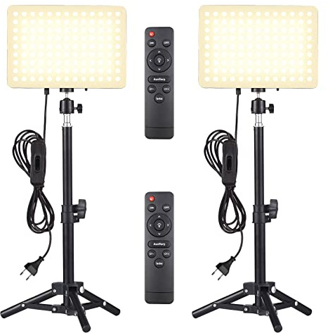 Andoer 2 Pack LED Video Light Kit 45W Photography Fill Light Panel 2800K-6500K Einstellbare Helligkeit Ra96+ mit Desktop-Halterung Flexibler Kugelkopf Fernbedienung für Fotografie Live-Streaming