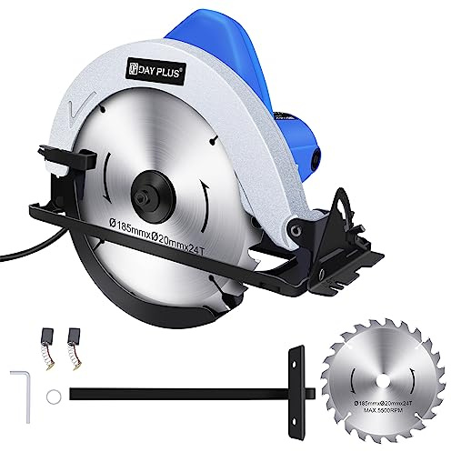 Corded Circular Saw 900W Electric Saw to Cut Wood, 5500RPM Electric Wood Saw Max Cutting Depth 55mm with 185MM Blade, 0-45° Adjustable Cutting Angle, Electric Circular Saw for Wood/Soft Metal/Plastic