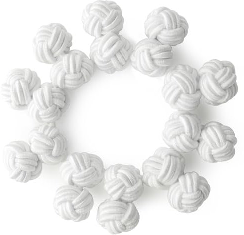 HONEY BEAR 5 Paar Herren/Damen Seide Stoff Knoten Seidenknoten Manschettenknöpfe Set (Weiß ohne Box)