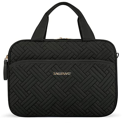 BAGSMART Kulturtasche Damen zum Aufhängen, Kulturbeutel Große Reise Kosmetiktasche, Waschtasche Transparent für Makeup,Travel EssentialsToilettenartikel (Schwarz, Mittel)