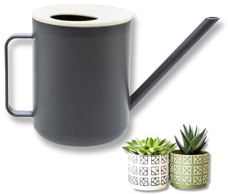 homiez Gießkanne Mug 900ml 0,9l für Zimmerpflanzen/Balkon/Drinnen aus Kunststoff, mit langem Ausgießer für Bewässerung von Blumen, Haus, Innen, Außen und Garten