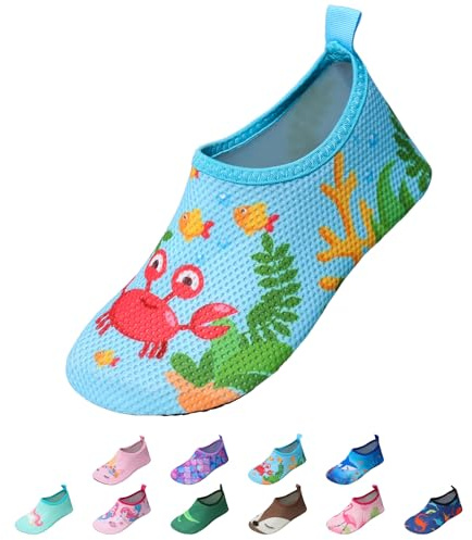 EDOTON Kids Water Shoes Quick Dry Swim Shoes Toddlers Aqua Socks Lightweight Non-Slip Beach Shoes for Beach Swimming Pool (11-11.5 UK,Crab)