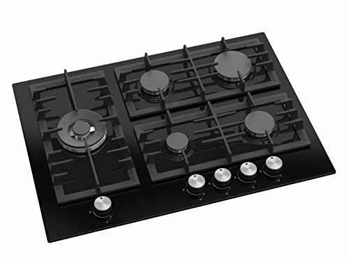 ViandPro - 70cm 5 Burner Gas Hob - Black Glass