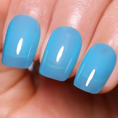 Imtiti Jelly Ocean Blue Gel Nail Polish, 15 ml Sheer Colour Peacock Blue UV/LED Soak Off Sky Blue Gel Polish for DIY Nail Art Manicure at Home, 1 Piece