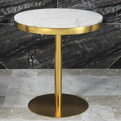 DMCHENGMA Runder Cocktailbartisch, hoher Kneipen-Bistrotisch aus Marmor mit Rutschfester, Stabiler Metallbasis, Thekentisch in Barhöhe für Küche, Esszimmer, Wohnzimmer(Size:55x75cm)